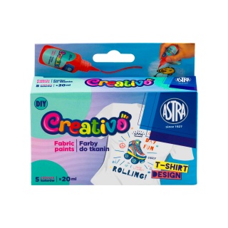 FARBY DO TKANIN ASTRA CREATIVO 5 kol.x20ml., Farby, Plastyka
