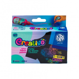 FARBY DO TKANIN Z BROK.ASTRA CREATIVO 5 kol.x20ml., Farby, Plastyka