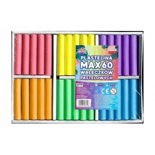 PLASTELINA MAX 6 KOL.60szt.PASTELOWA, Plastelina, Plastyka