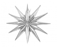 BALON FOLIOWY GWIAZDA 3D SREBRNA 50x46cm.