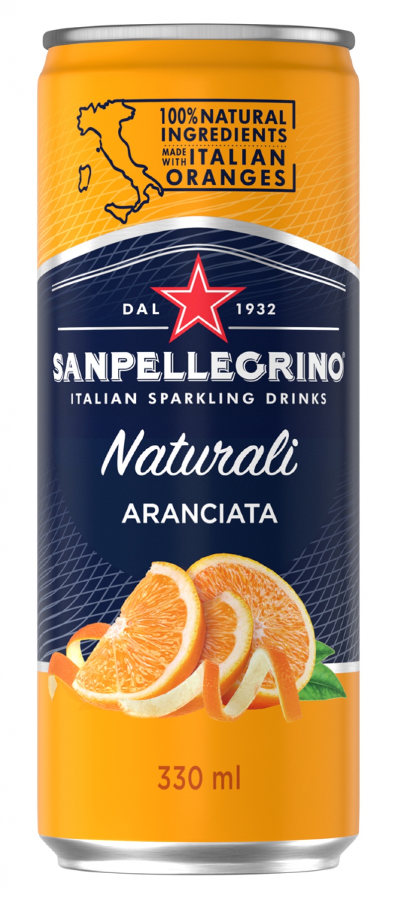 Nap&oacute;j Aranciata SANPELLEGRINO, delikatny gaz, puszka, 0,33l, Woda, Artykuły spożywcze