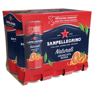 Aranciata Rossa SANPELLEGRINO, delikatny gaz, puszka, 0,33l, Woda, Artykuły spożywcze