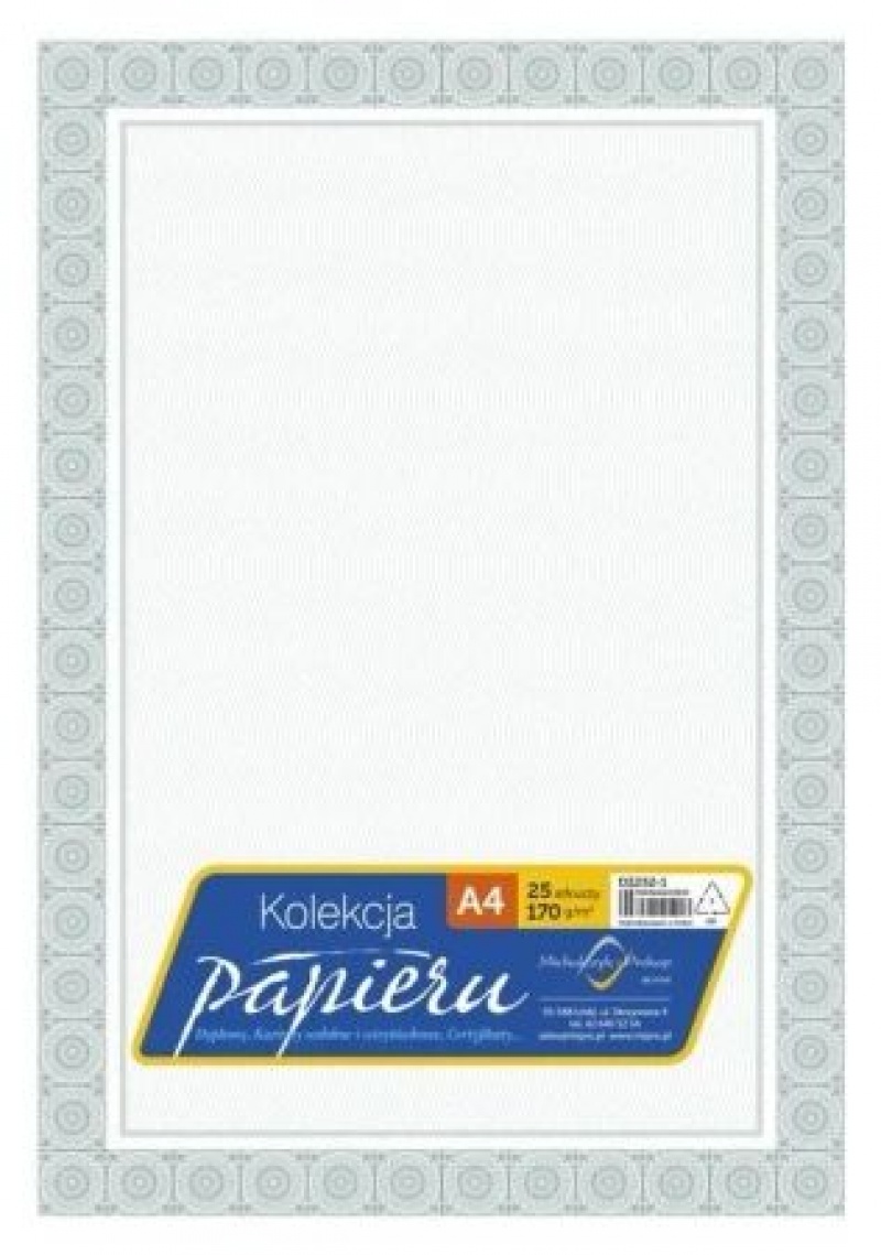 PAPIER OZDOBNY A4 170g.DYPLOM 25ark., Dyplomy, Galanteria papiernicza