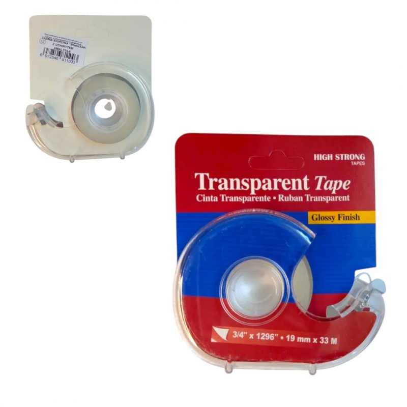 TAŚMA BIUROWA 1,8x33M Z UCHWYTEM, Biurowe, Taśmy