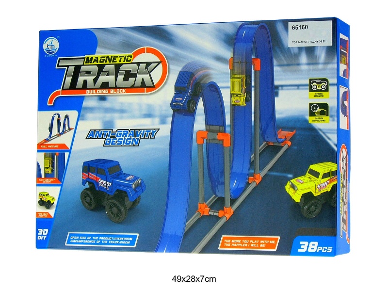 TOR MAGNETYCZNY 38CZ. 9442, Kolejki, tory wyścigowe, parkingi, Zabawki