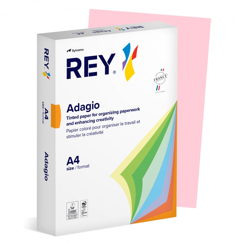 Papier ksero REY ADAGIO, A4, 160gsm, 89 różowy pastel *RYADA160X475 R100, 250 ark., Papier do kopiarek, Papier i etykiety
