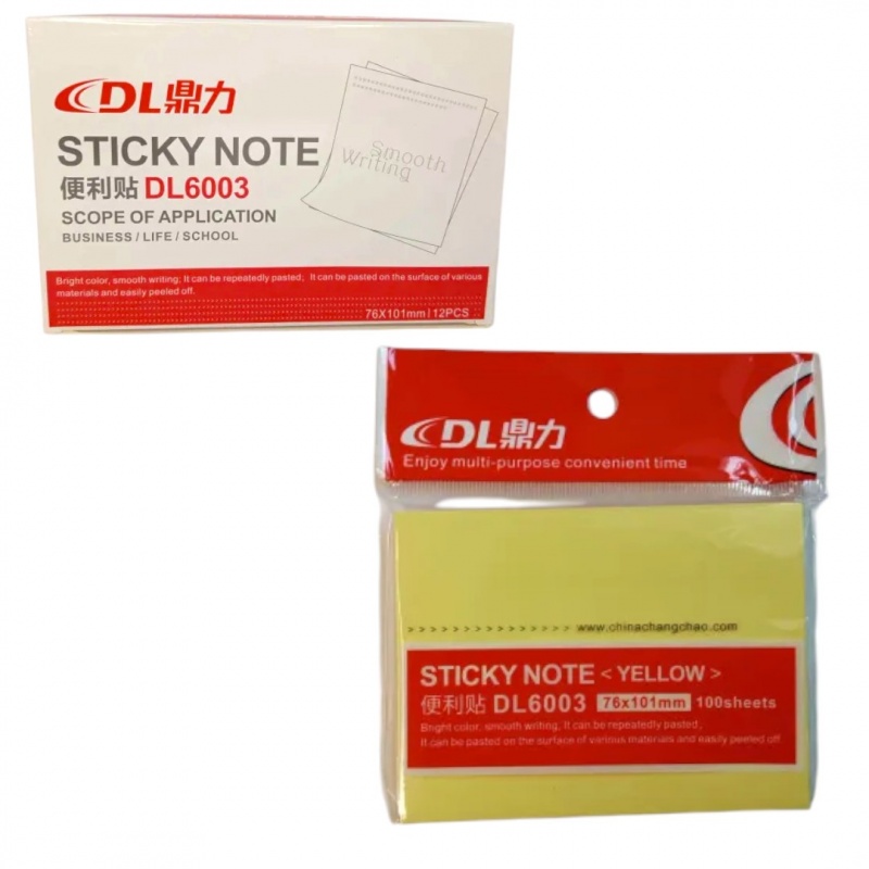 NOTES SAMOP.76x101 100kartek Ż&Oacute;ŁTY DL6003, Karteczki samoprzylepne, Galanteria papiernicza