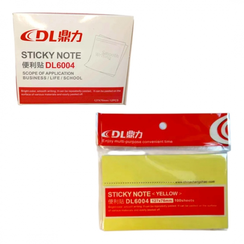 NOTES SAMOP.127x76 100kartek Ż&Oacute;ŁTY DL6004, Karteczki samoprzylepne, Galanteria papiernicza