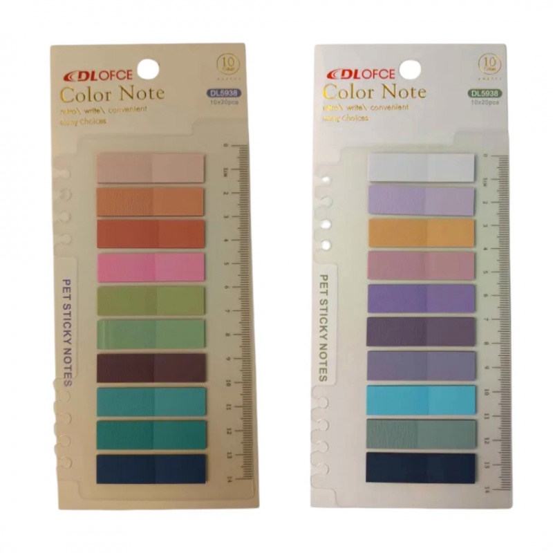 ZAKŁADKI INDEKSUJĄCE 10x20szt KOLOR RETRO DL5938, Zakładki indeksujące, Galanteria papiernicza