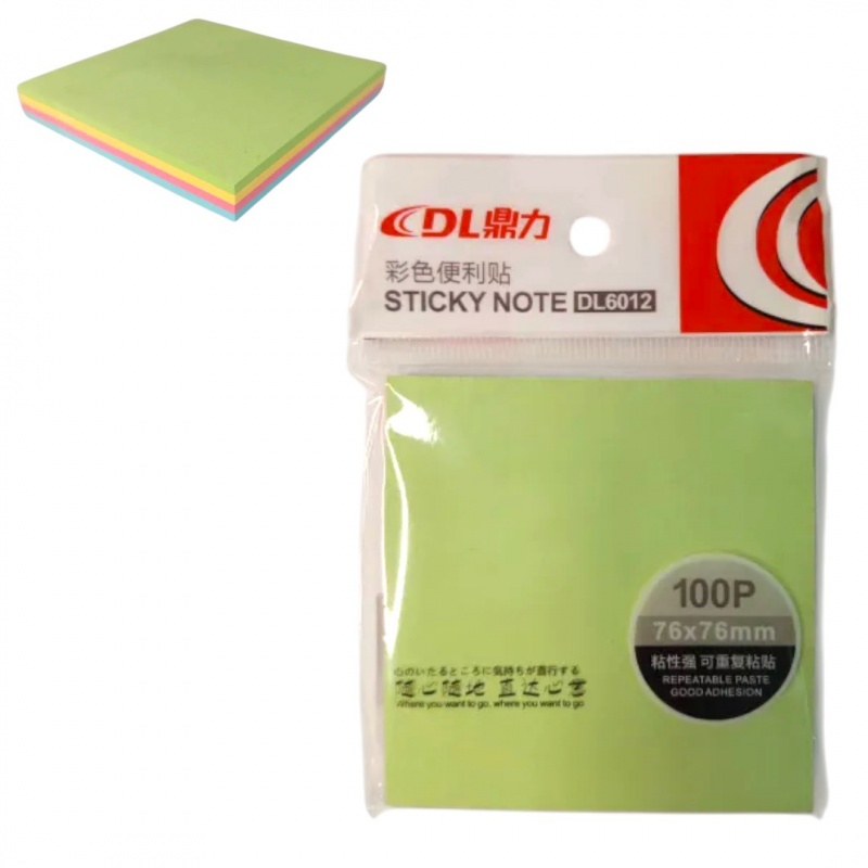 NOTES SAMOP.76x76 100kartek 4kolory DL6012, Karteczki samoprzylepne, Galanteria papiernicza