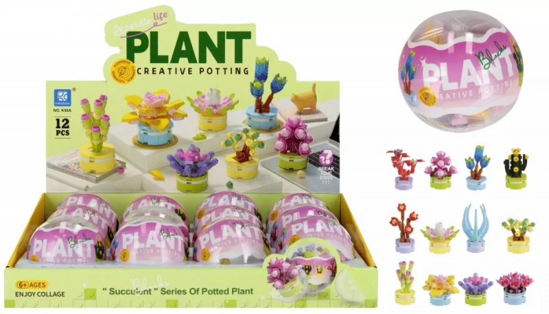 KLOCKI KONSTRUKCYJNE KAKTUS 6CM 6878, Klocki, Zabawki