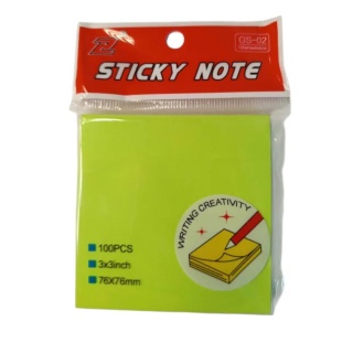NOTES SAMOPRZYLEPNY 76x76 ZIELONY FLUOR.100kartek, Karteczki samoprzylepne, Galanteria papiernicza