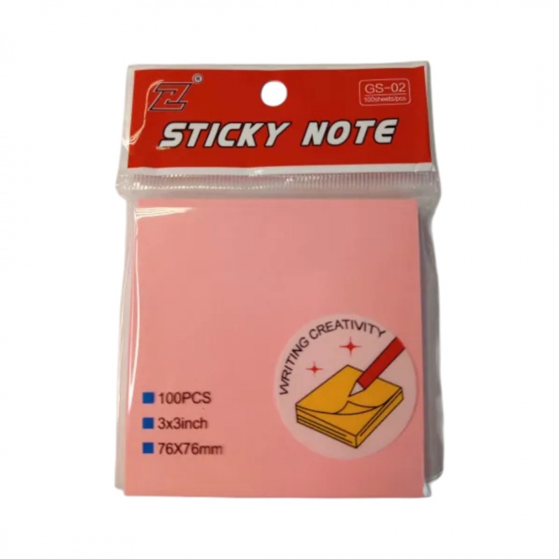 NOTES SAMOPRZYLEPNY 76x76 R&Oacute;ŻOWY 100kartek, Karteczki samoprzylepne, Galanteria papiernicza