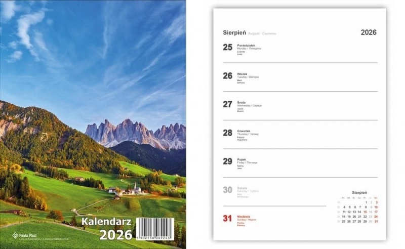 KALENDARZ BIURKOWY PIONOWY 2026, Biurkowe, Kalendarze