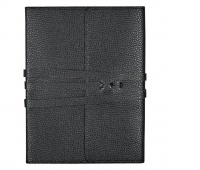 NOTATNIK WIĄZANY ZE SZTUCZNEJ SK&Oacute;RY CZARNY