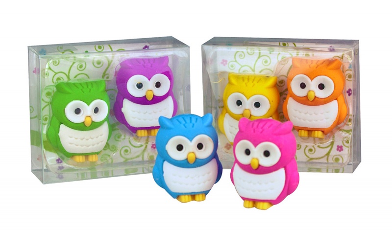 Gumka do ścierania TRENDHAUS ER, sowa, 2 szt., mix kolor&oacute;w, Szkolne, Gadżety