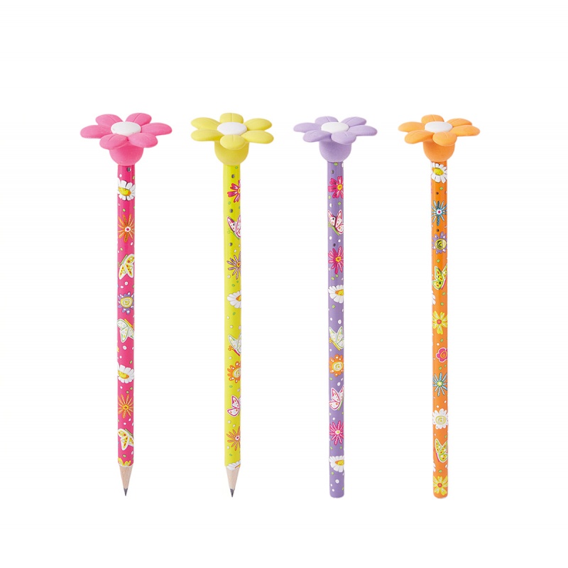 Oł&oacute;wek z gumką kwiatek TRENDHAUS GFH, mix kolor&oacute;w, Szkolne, Gadżety