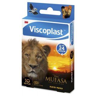 Plastry dziecięce VISCOPLAST-3M, Mufasa Kr&oacute;l Lew, 72x25 mm, 10 szt., pudełko, Plastry, apteczki, Artykuły higieniczne i dozowniki