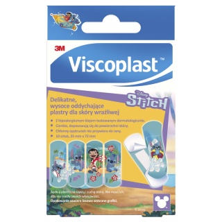Plastry dziecięce VISCOPLAST-3M, Stitch, 72x25 mm, 10 szt., pudełko, Plastry, apteczki, Artykuły higieniczne i dozowniki