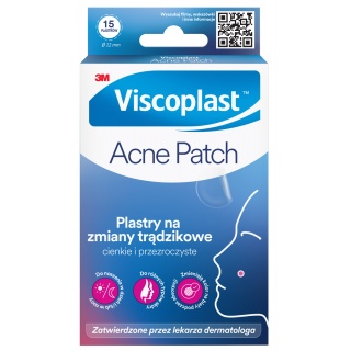 Plastry na zmiany trądzikowe VISCOPLAST-3M Acne Patch, &Oslash; 12 mm, 15 szt., pudełko, Plastry, apteczki, Artykuły higieniczne i dozowniki