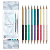 Kredki CARAN D'ACHE XMAS25 Alpine Frost Bicolor, 9 szt., pędzelek, w pudełku, mix kolorów, Plastyka, Artykuły szkolne