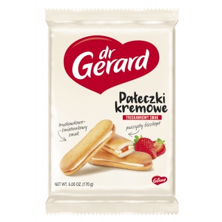 Biszkopty DR GERARD Pałeczki Kremowe, truskawkowo-śmietankowe, 170g, Ciastka, Artykuły spożywcze
