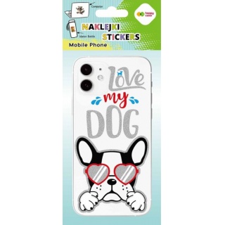 NAKLEJKI MOBILE PHONE LOVE DOG 9x21cm.HC, Naklejki, Art. kreatywne