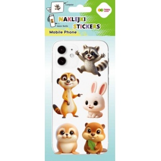 NAKLEJKI MOBILE PHONE CUTE ANIMALS 9x21cm.HC, Naklejki, Art. kreatywne