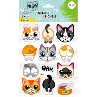NAKLEJKI 3D POP UP CAT FACE&TAIL 15x24cm.HC, Naklejki, Art. kreatywne