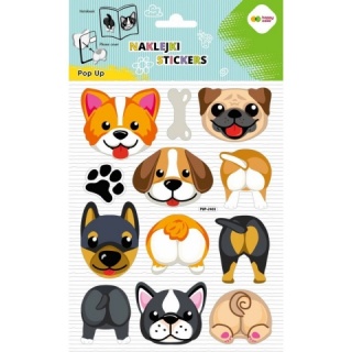 NAKLEJKI 3D POP UP DOG FACE&TAIL 15x24cm.HC, Naklejki, Art. kreatywne