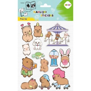 NAKLEJKI 3D POP UP KAPIBARA KAPI FUN 15x24cm.HC, Naklejki, Art. kreatywne