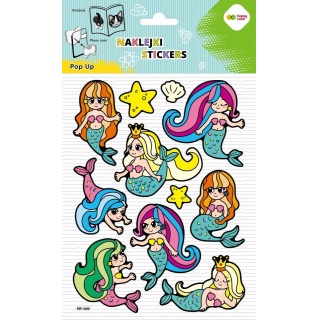 NAKLEJKI 3D POP UP LITTLE SIRENS 15x24cm.HC, Naklejki, Art. kreatywne