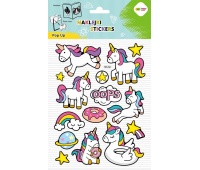 NAKLEJKI 3D POP UP UNICORNS FUN 15x24cm.HC, Naklejki, Art. kreatywne