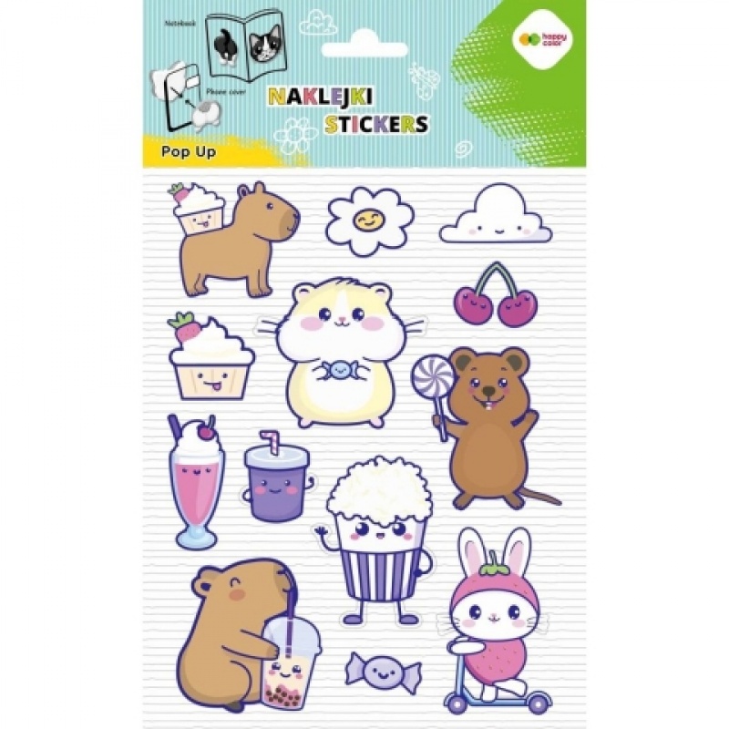 NAKLEJKI 3D POP UP YUMMY YUM KAPIBARA 15x24cm.HC, Naklejki, Art. kreatywne