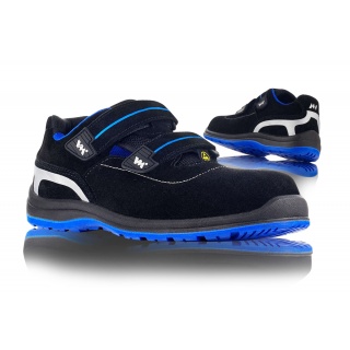 Sandały ochronne VM FOOTWEAR Parma 2195-S1P ESD, rozm. 45, czarno-niebieskie, Obuwie robocze, Ochrona indywidualna