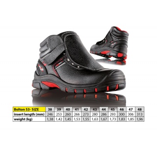 Trzewiki ochronne VM FOOTWEAR Bolton 5080-S3L, rozm. 45, czarno-czerwone, Obuwie robocze, Ochrona indywidualna
