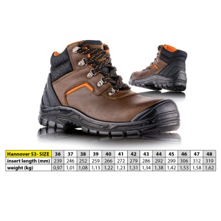 Trzewiki ochronne VM FOOTWEAR Hannover 2720-S3, rozm. 45, brązowo-czarne, Obuwie robocze, Ochrona indywidualna