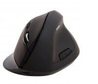 Ergonomic wireless vertical mouse Q-CONNECT, 6-button with battery, for right-handed, black