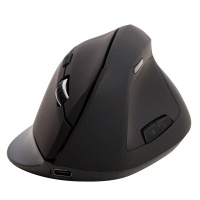 Ergonomic wireless vertical mouse Q-CONNECT, 6-button with battery, for right-handed, black