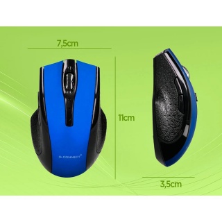 Myszka bezprzewodowa Q-CONNECT, 4-przyciskowa, oburęczna, 2xAAA, niebieska, Klawiatury i myszki, Akcesoria komputerowe