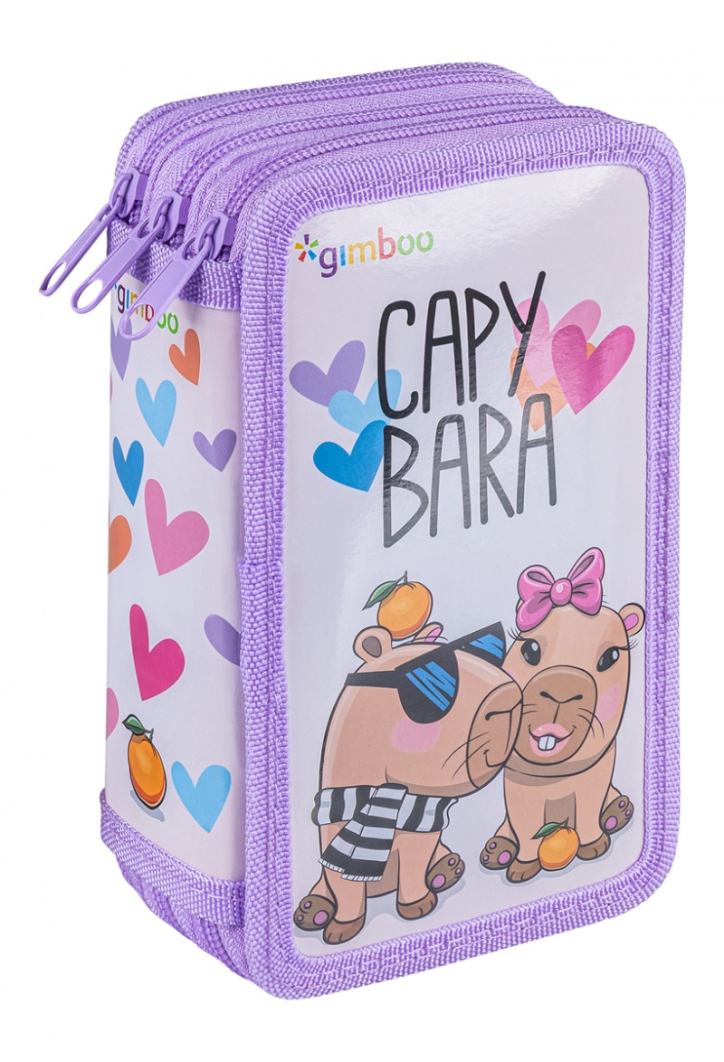 Pi&oacute;rnik szkolny GIMBOO, z wyposażeniem, 3 komory, Kapibara 2025, r&oacute;żowy, Pi&oacute;rniki, Artykuły szkolne