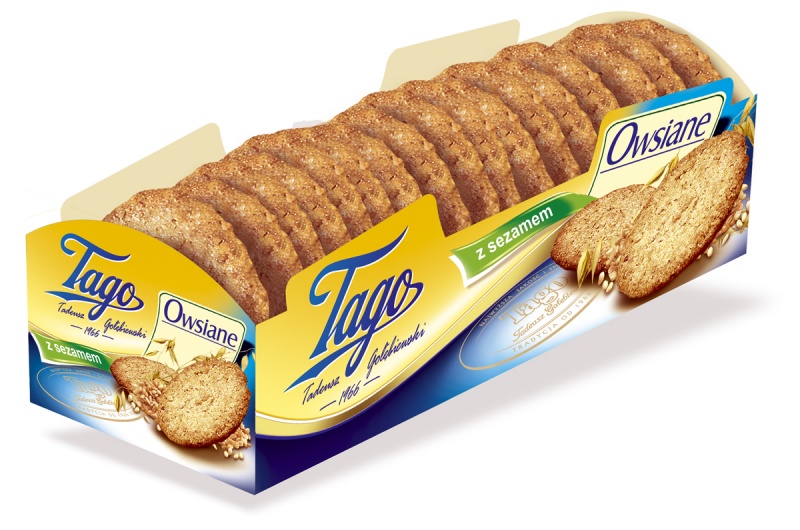 Ciastka owsiane z sezamem TAGO, 185g, Ciastka, Artykuły spożywcze