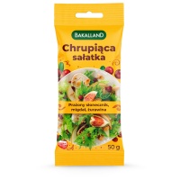 Chrupiąca sałatka BAKALLAND, mix prażonych ziaren z żurawiną, 50g, Przekąski, Artykuły spożywcze