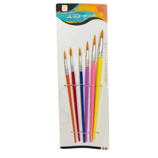 PĘDZLE OKRĄGŁE KOMPLET 6szt, Pędzle, Plastyka