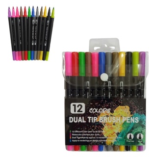 PISAKI DWUSTRONNE 12kolor&oacute;w, Flamastry, Plastyka