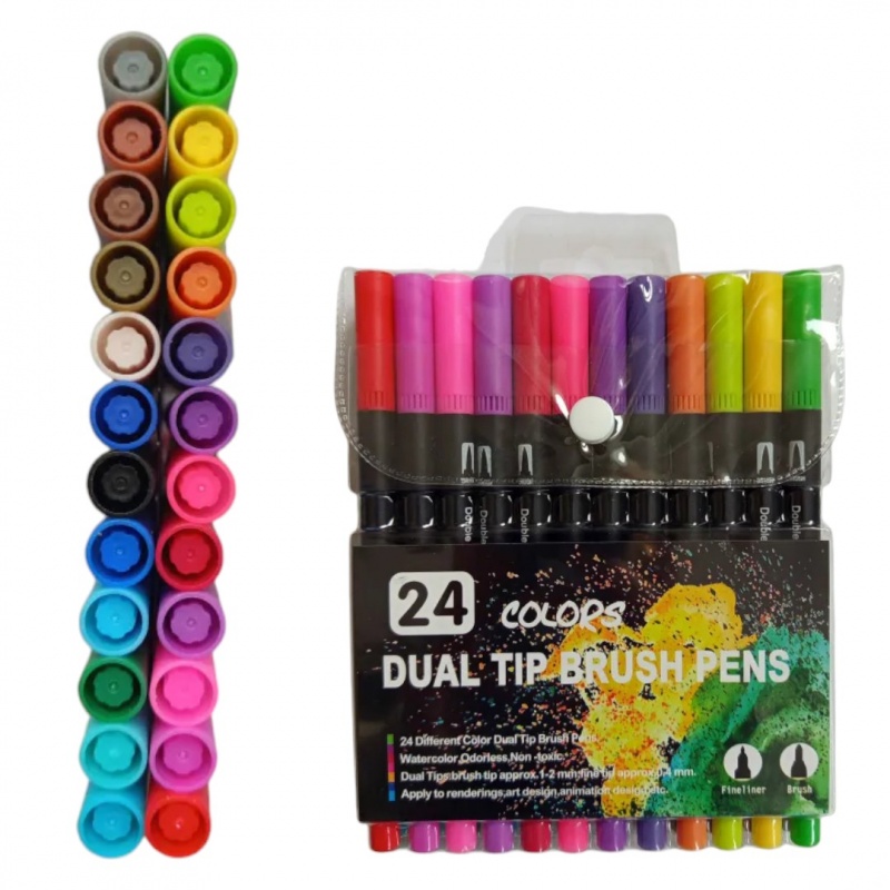 PISAKI DWUSTRONNE 24kolor&oacute;w, Flamastry, Plastyka
