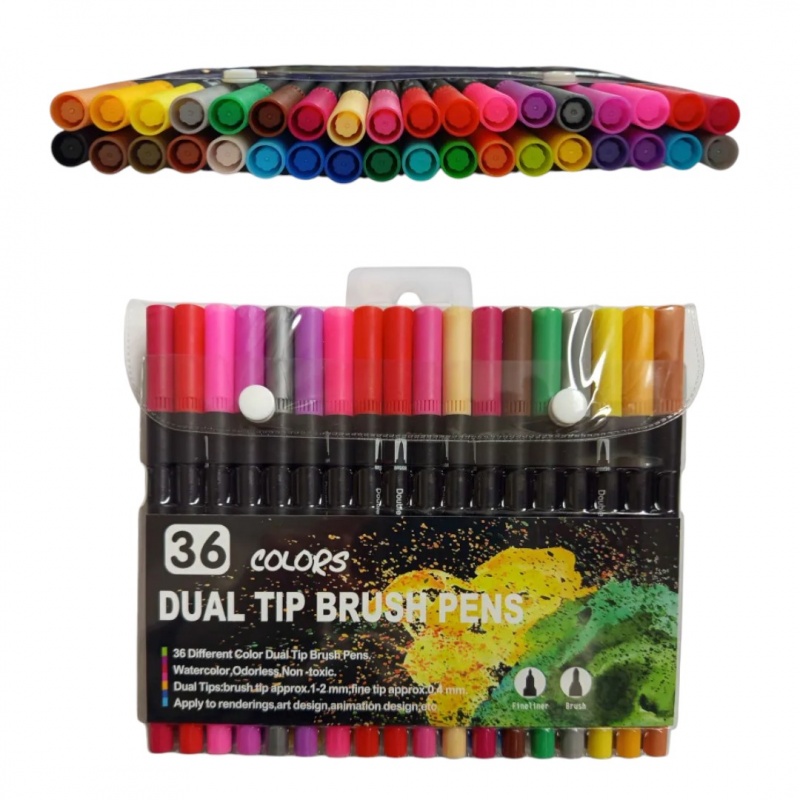 PISAKI DWUSTRONNE 36kolor&oacute;w, Flamastry, Plastyka