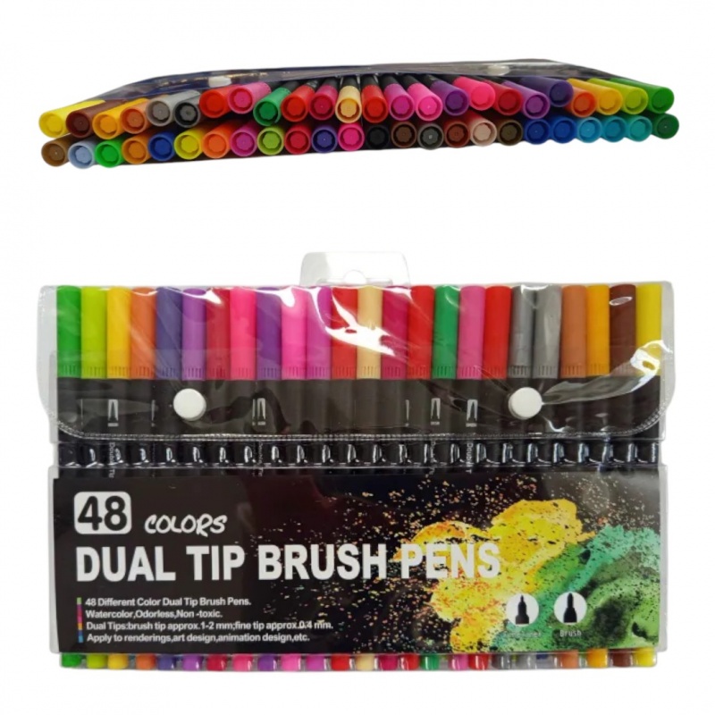 PISAKI DWUSTRONNE 48kolor&oacute;w, Flamastry, Plastyka