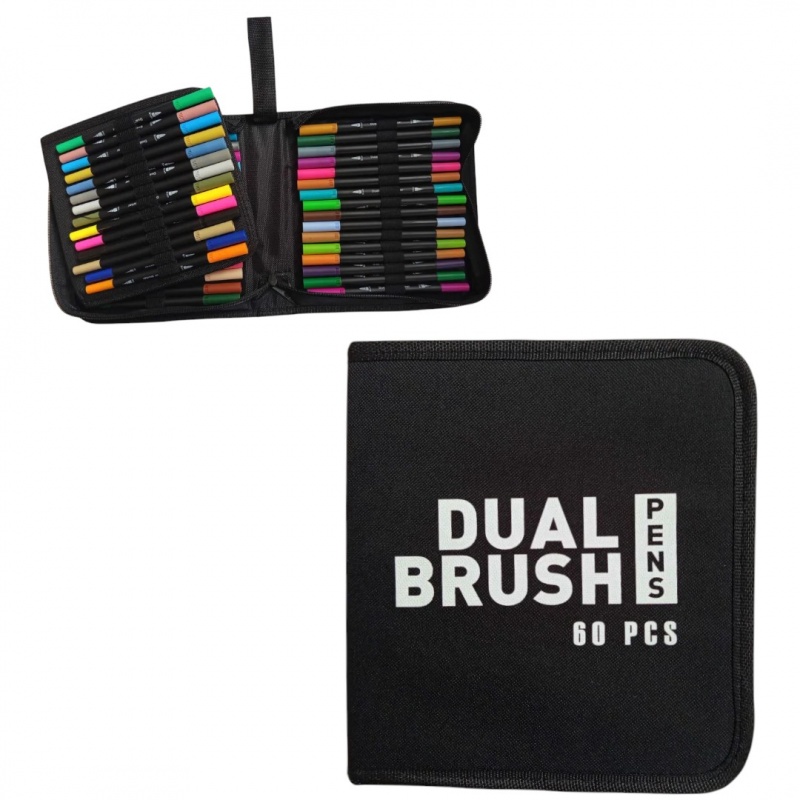 PISAKI DWUSTRONNE 60kolor&oacute;w, Flamastry, Plastyka