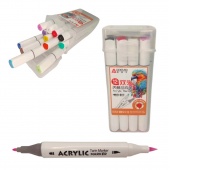 PISAKI DWUSTRONNE AKRYLOWE 12kolor, Flamastry, Plastyka